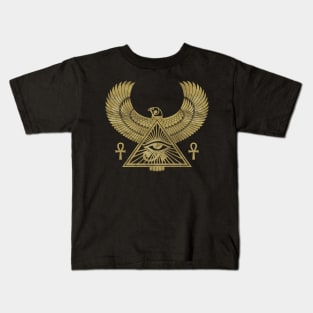 Golden Egyptian Eye of Horus - Wadjet Kids T-Shirt